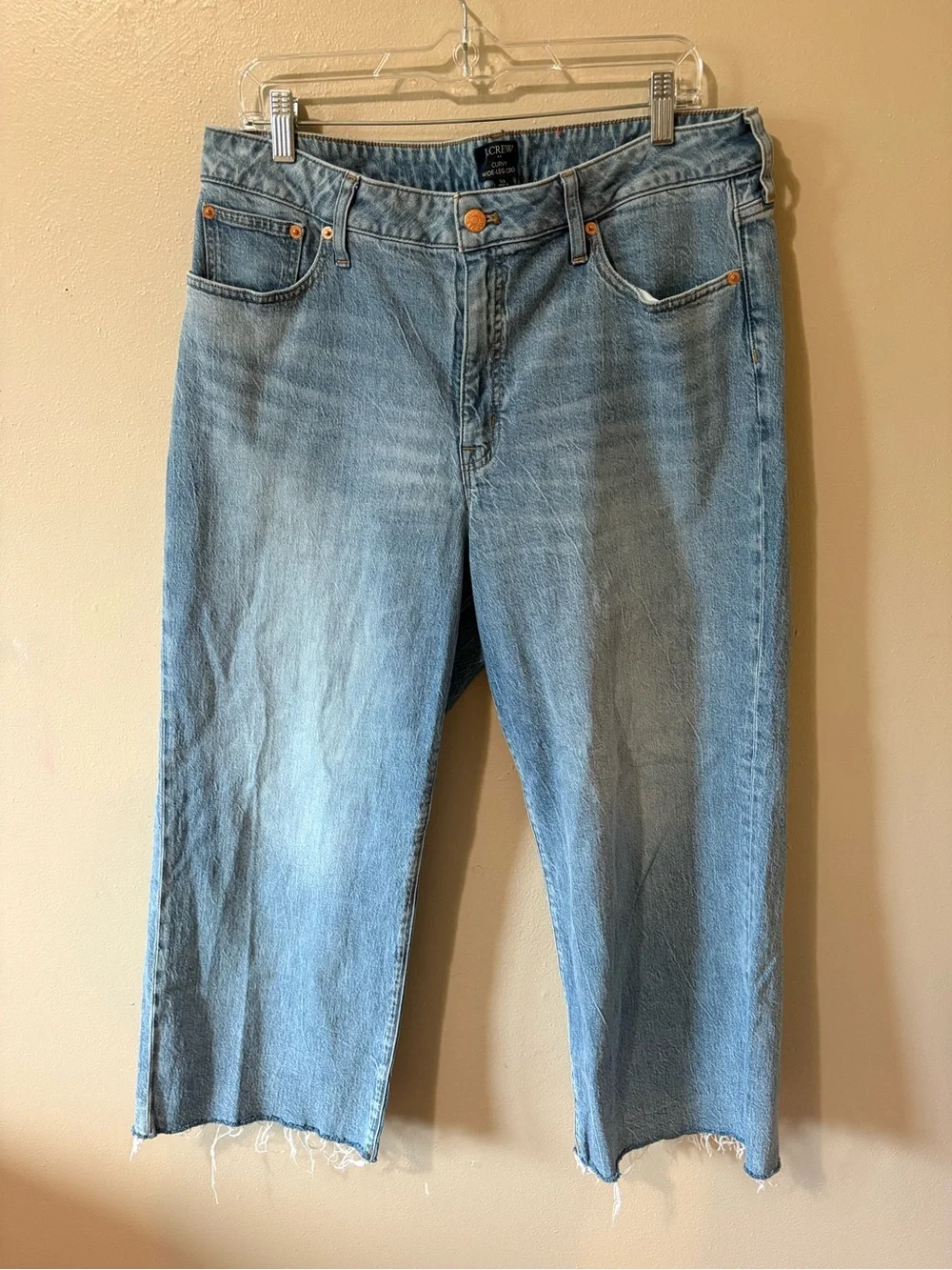 J. Crew Curvy Wide Leg Crop Denim Jeans Womens size 32